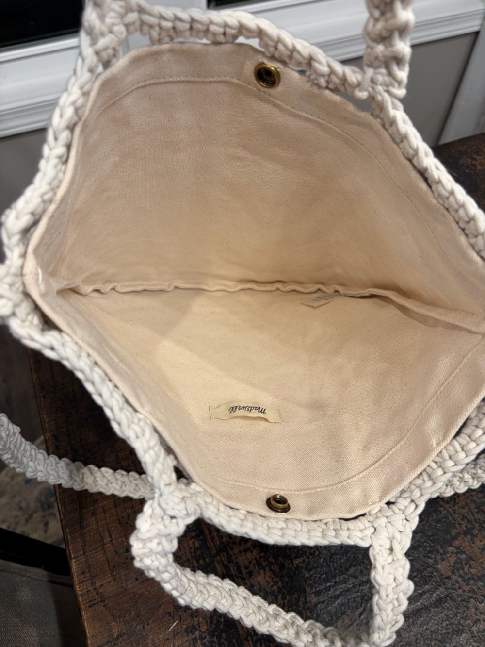 Madewell crochet rope bag / canvas lined like new - Picture 5 of 9